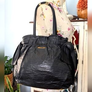 Prada Black Calfskin leather Side‎ Bow 2 Way Shoulder Bag